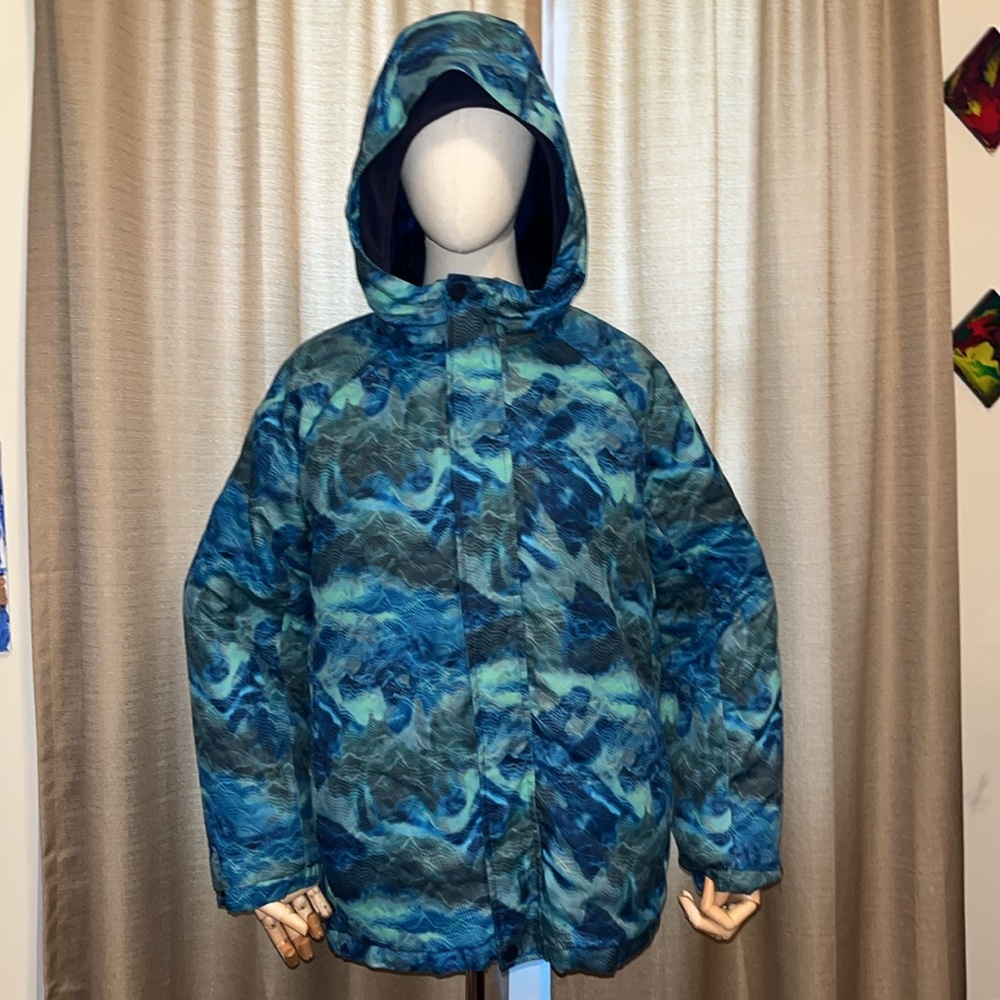 Girls All in Motion XL Plus 3 in 1 Jacket System Blue Green Watercolor Print